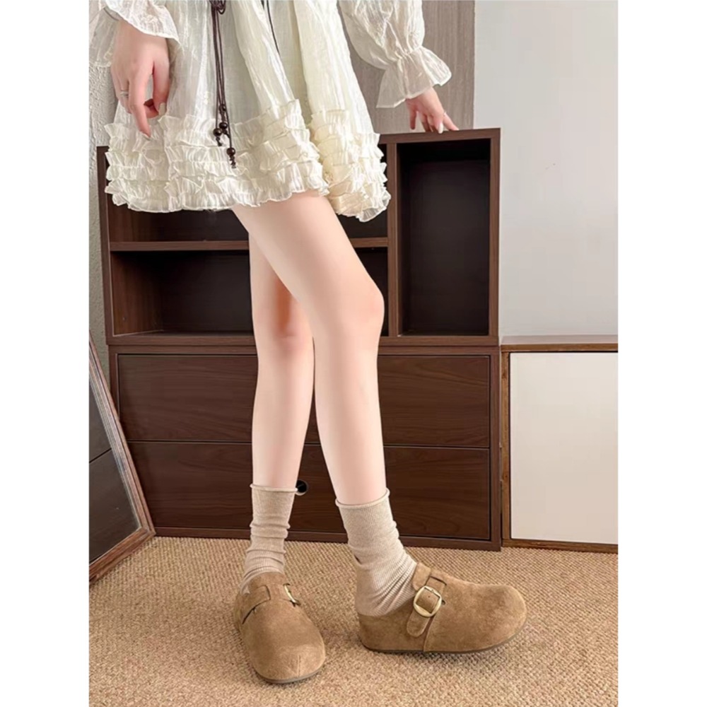 韓國東大門 勃肯鞋 魔鬼氈 半拖 拖鞋 前包後空 懶人鞋 麂皮絨面 半包鞋 柏肯包頭 厚底拖鞋 包頭鞋 穆勒鞋 8335-細節圖2