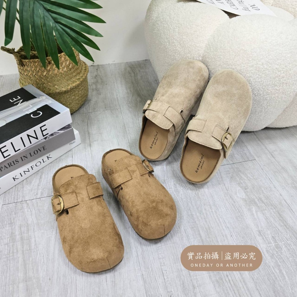 韓國東大門 勃肯鞋 魔鬼氈 半拖 拖鞋 前包後空 懶人鞋 麂皮絨面 半包鞋 柏肯包頭 厚底拖鞋 包頭鞋 穆勒鞋 8335-細節圖9