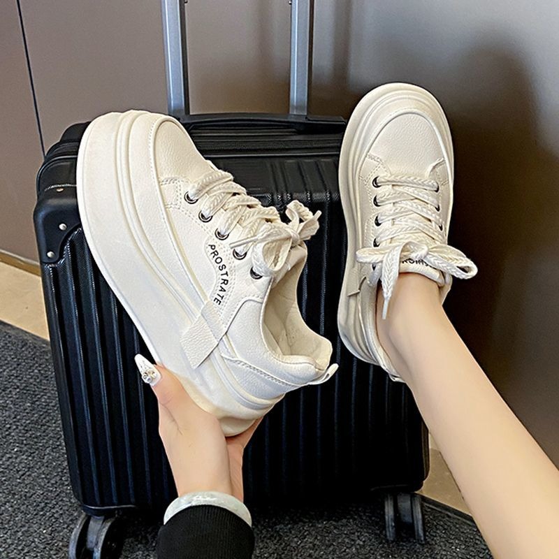 韓國東大門 綁帶厚底小白鞋 休閒鞋 平底鞋 厚底鞋 增高鞋 板鞋 包鞋 文青 綁帶休閒鞋 美拉德 顯瘦款 HB277-細節圖3