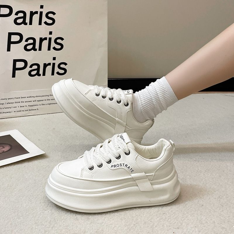 韓國東大門 綁帶厚底小白鞋 休閒鞋 平底鞋 厚底鞋 增高鞋 板鞋 包鞋 文青 綁帶休閒鞋 美拉德 顯瘦款 HB277-細節圖4