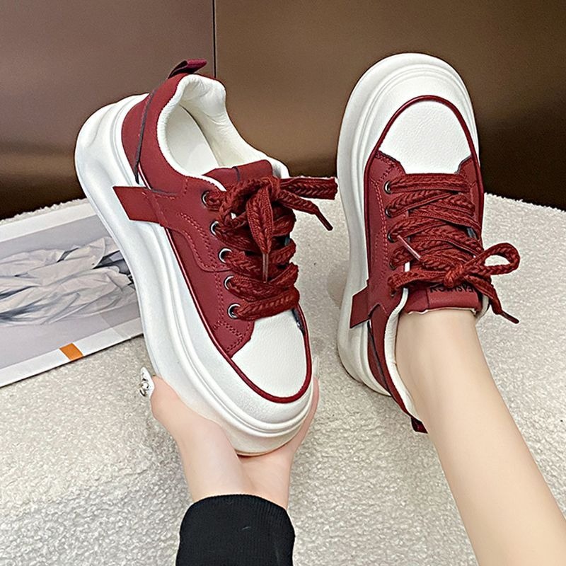 韓國東大門 綁帶厚底小白鞋 休閒鞋 平底鞋 厚底鞋 增高鞋 板鞋 包鞋 文青 綁帶休閒鞋 美拉德 顯瘦款 HB277-細節圖6