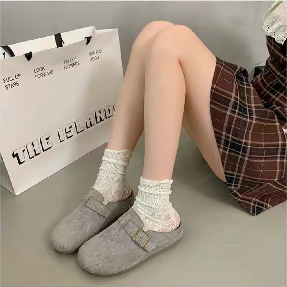 經典麂皮勃肯鞋 半拖 拖鞋 前包後空 麂皮 半包柏肯包頭 懶人拖 穆勒鞋 包頭鞋 包頭拖鞋 涼鞋 拖鞋女 拖鞋M99-1-細節圖2