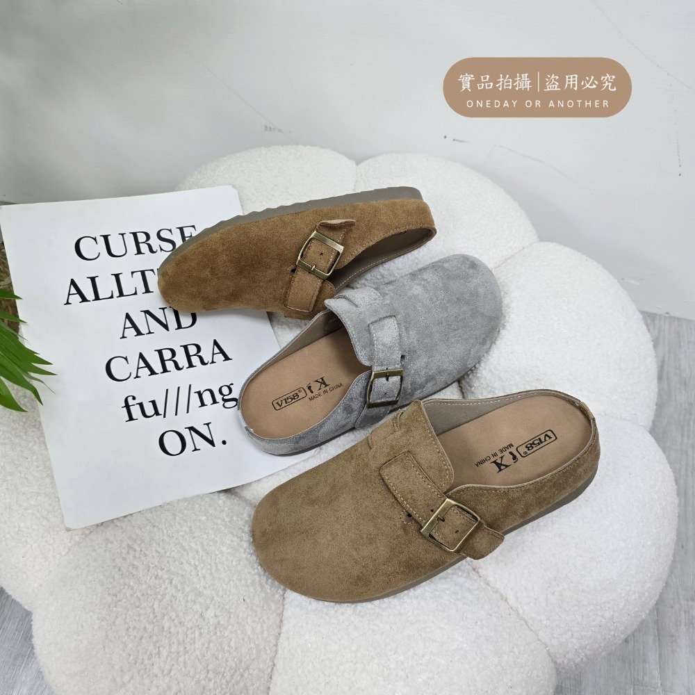 經典麂皮勃肯鞋 半拖 拖鞋 前包後空 麂皮 半包柏肯包頭 懶人拖 穆勒鞋 包頭鞋 包頭拖鞋 涼鞋 拖鞋女 拖鞋M99-1-細節圖10