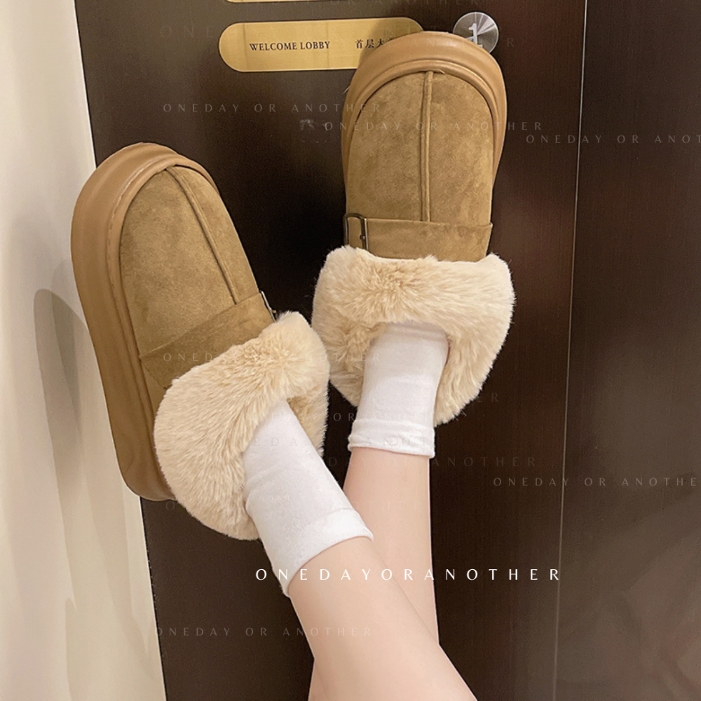 韓國東大門 可愛厚底毛毛雪靴 可愛內刷毛羊羔毛 保暖靴 雪地靴 增高 厚底 短筒 毛毛靴 英倫風 瘦瘦小短靴 F669-細節圖5