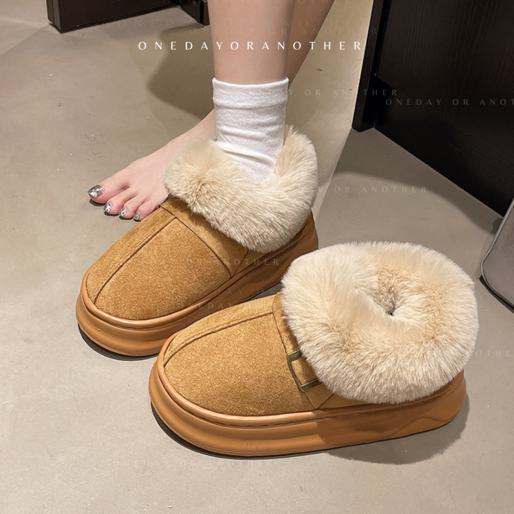 韓國東大門 可愛厚底毛毛雪靴 可愛內刷毛羊羔毛 保暖靴 雪地靴 增高 厚底 短筒 毛毛靴 英倫風 瘦瘦小短靴 F669-細節圖8