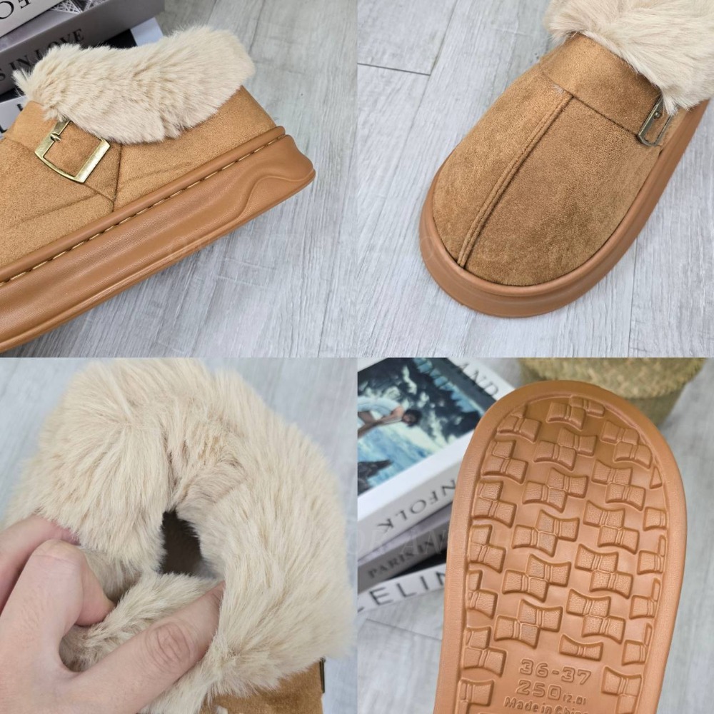 韓國東大門 可愛厚底毛毛雪靴 可愛內刷毛羊羔毛 保暖靴 雪地靴 增高 厚底 短筒 毛毛靴 英倫風 瘦瘦小短靴 F669-細節圖10