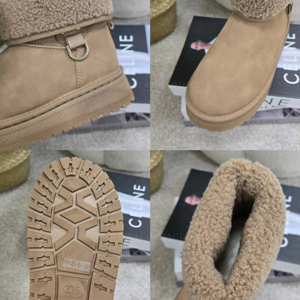 韓國東大門 羊羔翻毛厚底雪靴 保暖內刷毛羊羔毛 防水雪靴 雪地靴 增高 厚底 靴子 短筒靴 保暖靴 內鋪毛 2588-細節圖11