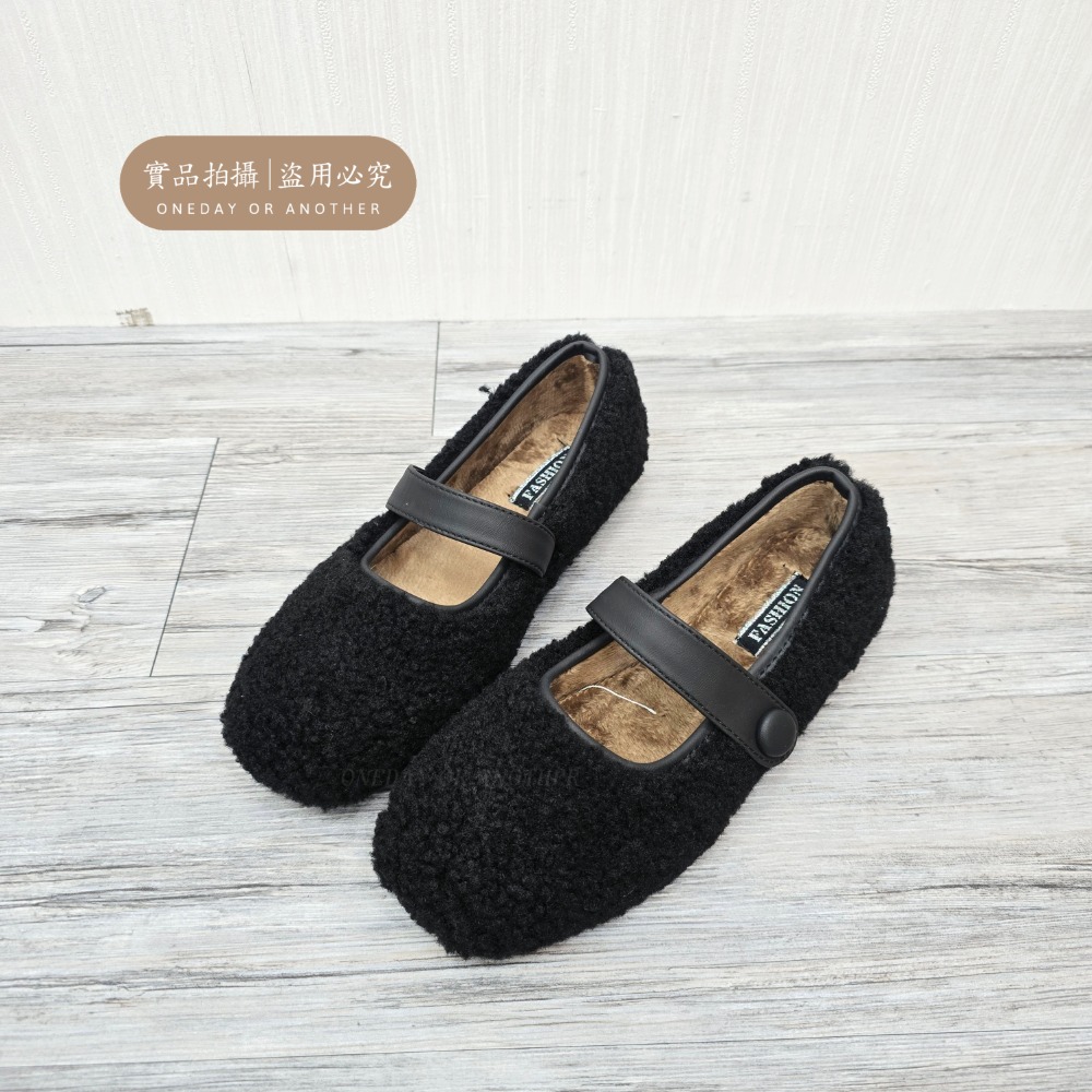 韓國東大門 毛毛平底包鞋 保暖加絨加厚毛絨鞋 保暖鞋 一字扣帶 瑪麗珍鞋 平底鞋 包頭鞋 娃娃鞋 韓國女鞋 D2761-規格圖11