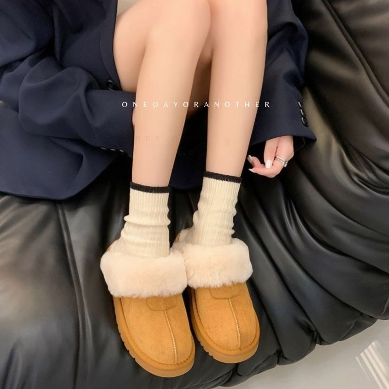 韓國東大門 可愛毛毛雪靴拖鞋 加厚內刷毛羊羔毛 保暖拖鞋 雪地拖鞋 毛毛拖鞋 羊羔毛拖鞋 居家拖鞋 外穿拖鞋 5529-細節圖4