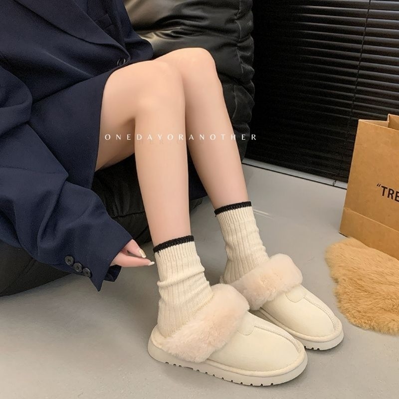 韓國東大門 可愛毛毛雪靴拖鞋 加厚內刷毛羊羔毛 保暖拖鞋 雪地拖鞋 毛毛拖鞋 羊羔毛拖鞋 居家拖鞋 外穿拖鞋 5529-細節圖5