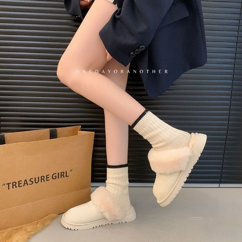 韓國東大門 可愛毛毛雪靴拖鞋 加厚內刷毛羊羔毛 保暖拖鞋 雪地拖鞋 毛毛拖鞋 羊羔毛拖鞋 居家拖鞋 外穿拖鞋 5529-細節圖6