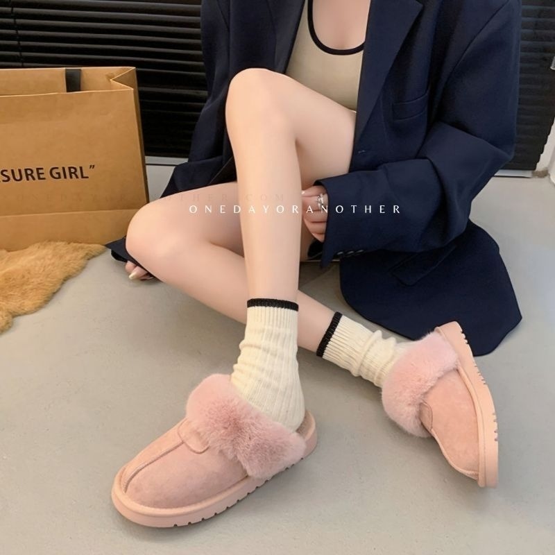 韓國東大門 可愛毛毛雪靴拖鞋 加厚內刷毛羊羔毛 保暖拖鞋 雪地拖鞋 毛毛拖鞋 羊羔毛拖鞋 居家拖鞋 外穿拖鞋 5529-細節圖7