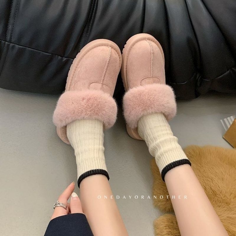 韓國東大門 可愛毛毛雪靴拖鞋 加厚內刷毛羊羔毛 保暖拖鞋 雪地拖鞋 毛毛拖鞋 羊羔毛拖鞋 居家拖鞋 外穿拖鞋 5529-細節圖8