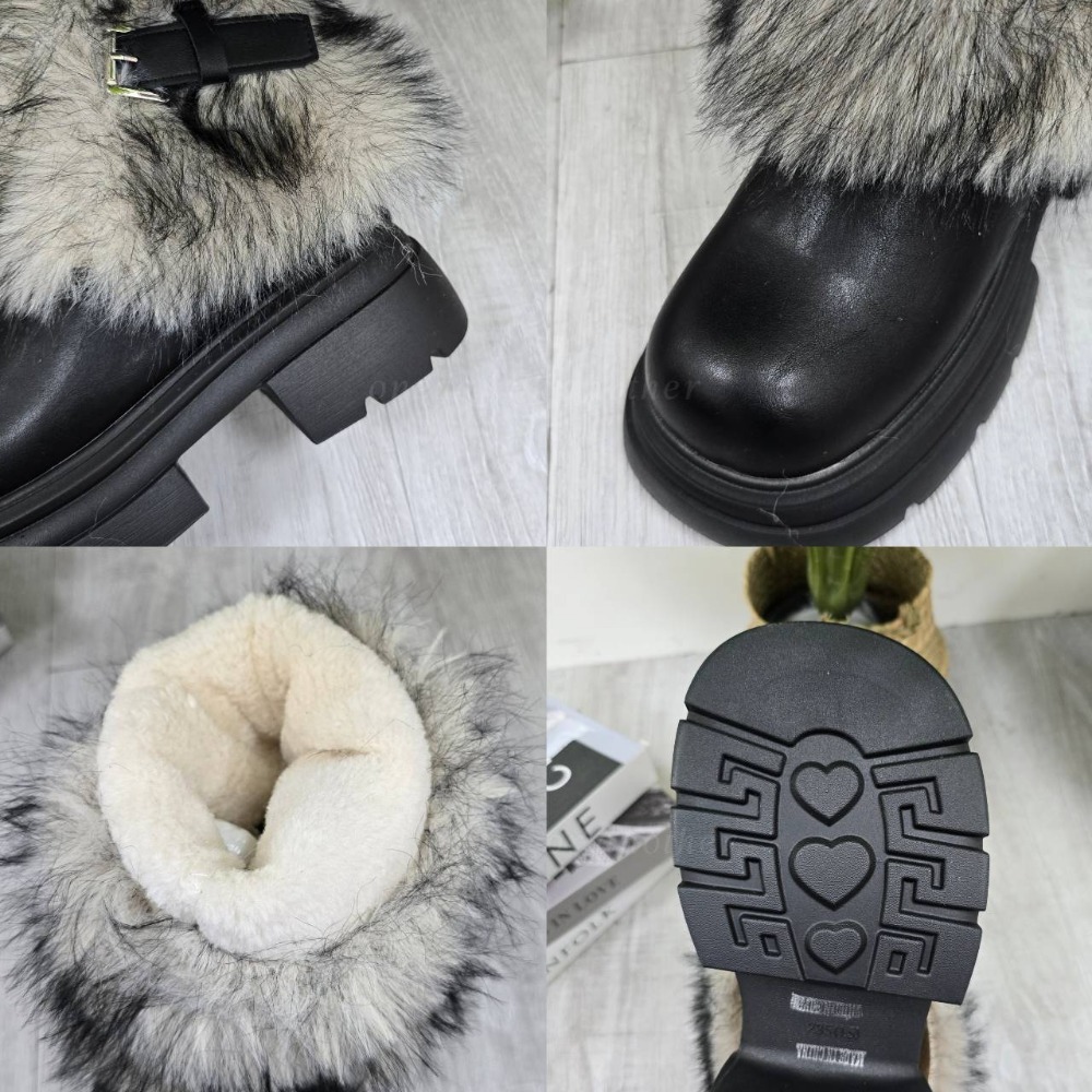 韓國東大門 粗跟厚底雪地靴 保暖加絨加厚短筒靴 防滑毛毛靴 厚底毛毛雪靴 雪地靴 增高 厚底 短筒 保暖靴 1030-細節圖11