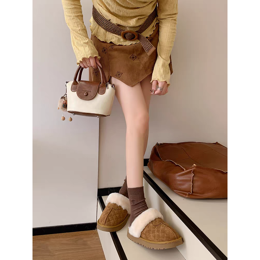 韓國東大門 厚底毛毛雪靴款拖鞋 可愛內刷毛羊羔毛 保暖拖鞋 毛毛拖鞋 居家拖鞋 外穿拖鞋 厚底拖鞋 家居拖鞋 5509-細節圖2