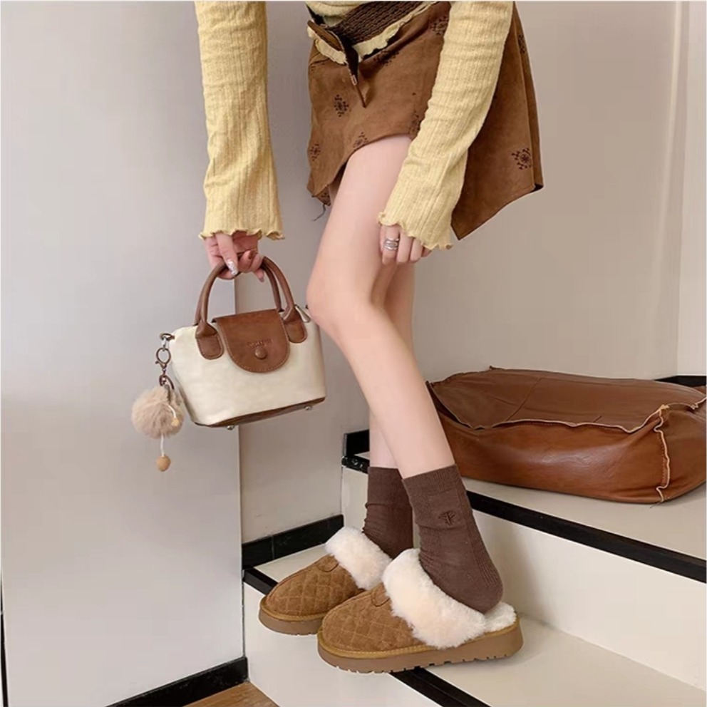 韓國東大門 厚底毛毛雪靴款拖鞋 可愛內刷毛羊羔毛 保暖拖鞋 毛毛拖鞋 居家拖鞋 外穿拖鞋 厚底拖鞋 家居拖鞋 5509-細節圖3