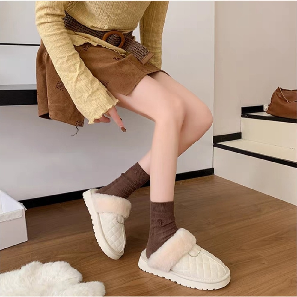 韓國東大門 厚底毛毛雪靴款拖鞋 可愛內刷毛羊羔毛 保暖拖鞋 毛毛拖鞋 居家拖鞋 外穿拖鞋 厚底拖鞋 家居拖鞋 5509-細節圖4