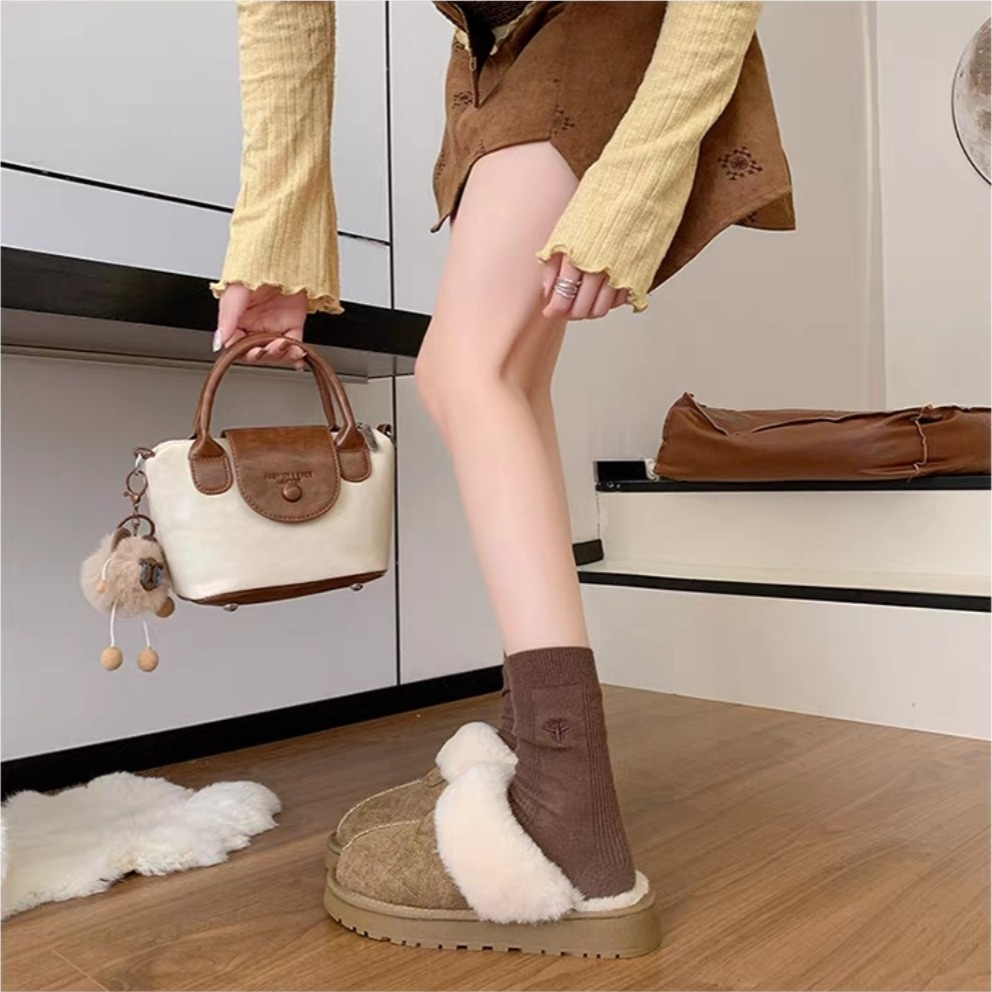 韓國東大門 厚底毛毛雪靴款拖鞋 可愛內刷毛羊羔毛 保暖拖鞋 毛毛拖鞋 居家拖鞋 外穿拖鞋 厚底拖鞋 家居拖鞋 5509-細節圖6