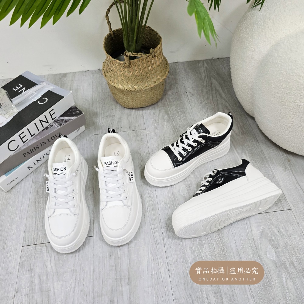 防潑水免綁帶隱形增高厚底鞋 皮革小白鞋 懶人鞋 休閒鞋 增高鞋 厚底鞋 運動鞋 懶人鞋 厚底 學生鞋 帆布鞋 6801-細節圖2