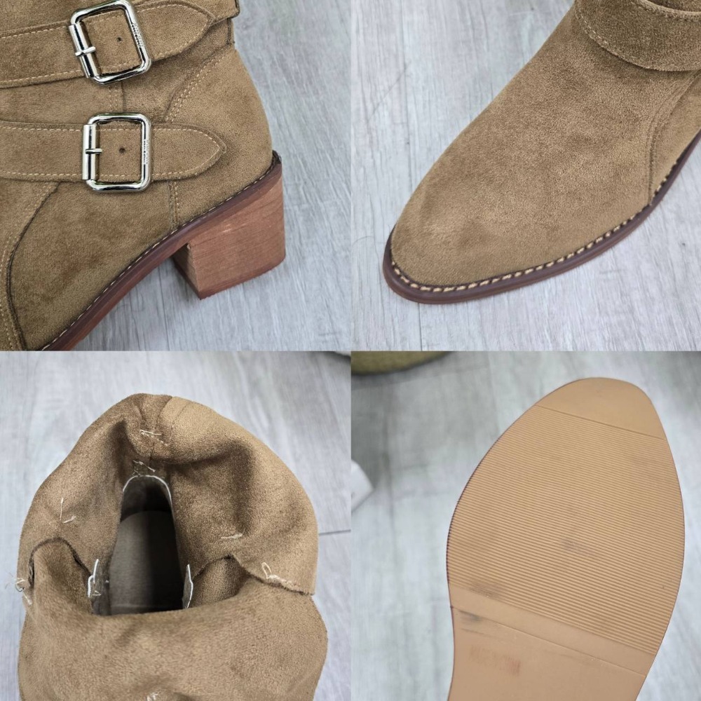 韓版絨面皮帶扣粗跟中筒靴 西部牛仔靴 增高靴 馬丁靴 機車靴 騎士靴 高跟短靴 膝下靴 粗跟素面短靴 中筒靴 813-細節圖11