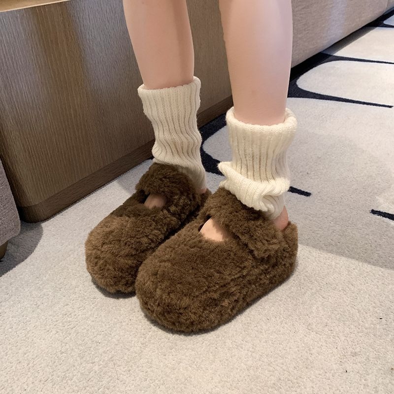 韓國東大門 羊羔毛勃肯包頭半拖鞋 加絨保暖拖鞋 毛毛拖鞋 居家拖鞋 外穿拖鞋 厚底拖鞋 室內拖鞋 家居拖鞋 P38-細節圖6