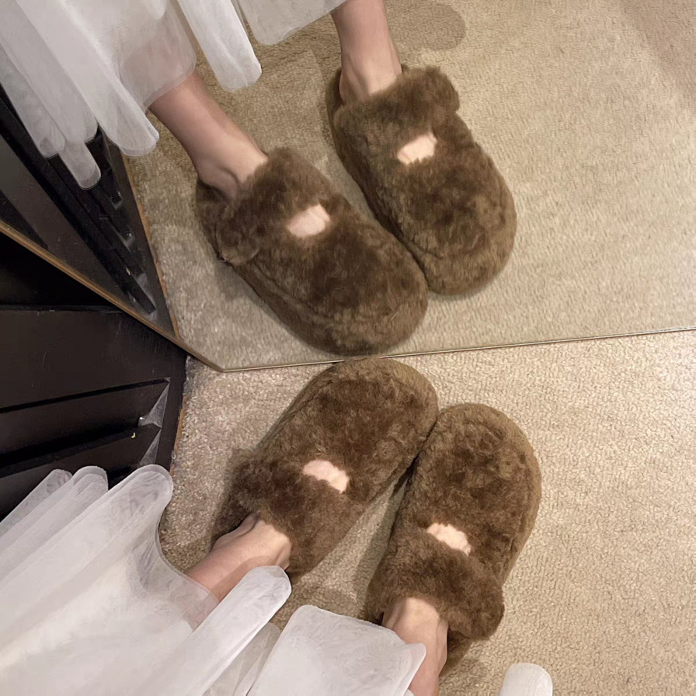 韓國東大門 羊羔毛勃肯包頭半拖鞋 加絨保暖拖鞋 毛毛拖鞋 居家拖鞋 外穿拖鞋 厚底拖鞋 室內拖鞋 家居拖鞋 P38-細節圖7