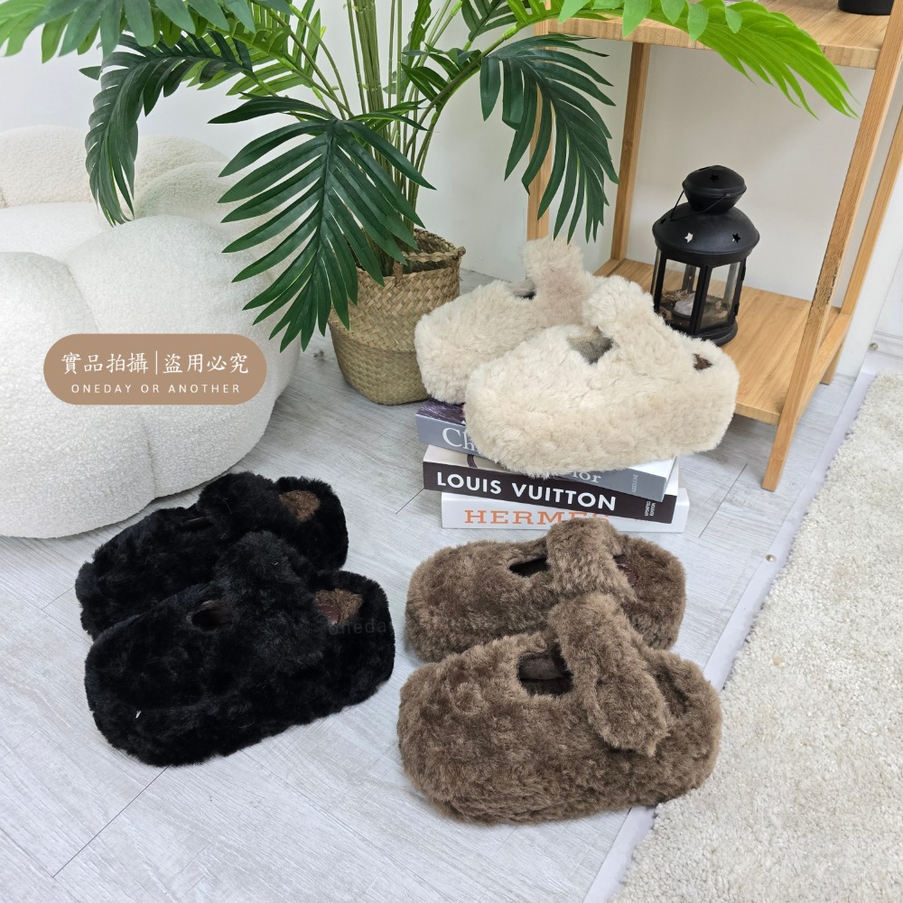 韓國東大門 羊羔毛勃肯包頭半拖鞋 加絨保暖拖鞋 毛毛拖鞋 居家拖鞋 外穿拖鞋 厚底拖鞋 室內拖鞋 家居拖鞋 P38-細節圖8
