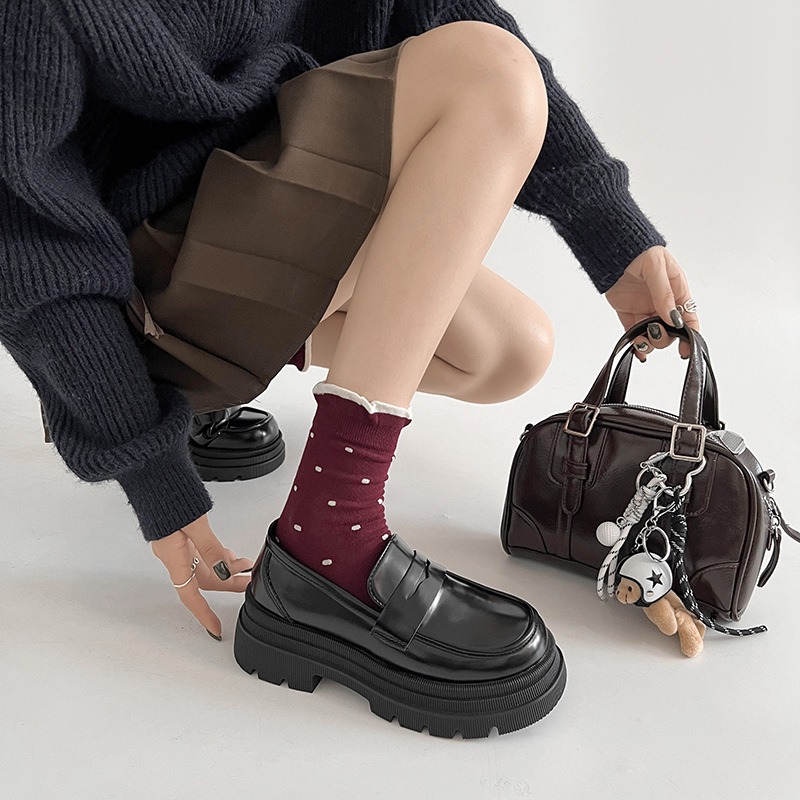 學院樂福小皮鞋 厚底大粗跟 方頭紳士鞋 復古英倫風 包鞋 厚底鞋 鬆糕底 增高底 紳士鞋 樂福鞋 小皮鞋 AC567-細節圖2