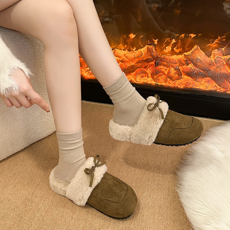 韓國同款 厚底勃肯棉拖鞋 保暖加絨加厚毛絨拖鞋 一腳蹬 包頭半拖鞋 防滑室內拖 可愛外穿拖鞋 室內拖鞋 2917-細節圖6