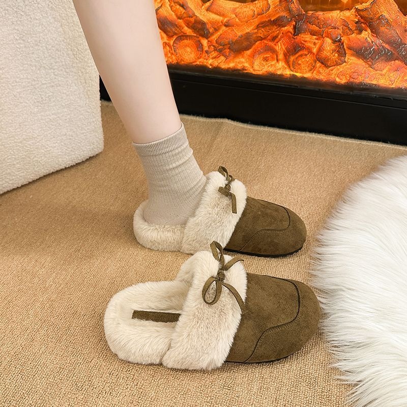 韓國同款 厚底勃肯棉拖鞋 保暖加絨加厚毛絨拖鞋 一腳蹬 包頭半拖鞋 防滑室內拖 可愛外穿拖鞋 室內拖鞋 2917-細節圖7