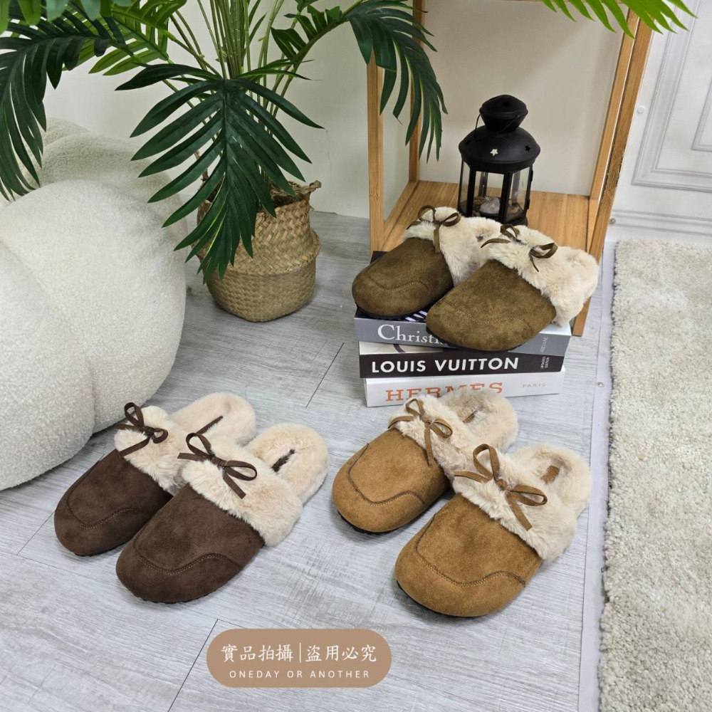 韓國同款 厚底勃肯棉拖鞋 保暖加絨加厚毛絨拖鞋 一腳蹬 包頭半拖鞋 防滑室內拖 可愛外穿拖鞋 室內拖鞋 2917-細節圖9