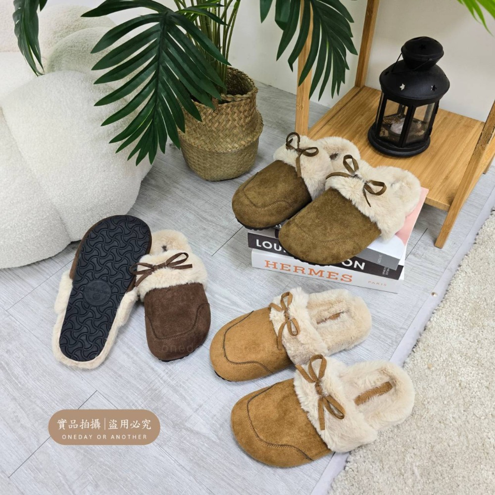韓國同款 厚底勃肯棉拖鞋 保暖加絨加厚毛絨拖鞋 一腳蹬 包頭半拖鞋 防滑室內拖 可愛外穿拖鞋 室內拖鞋 2917-細節圖10