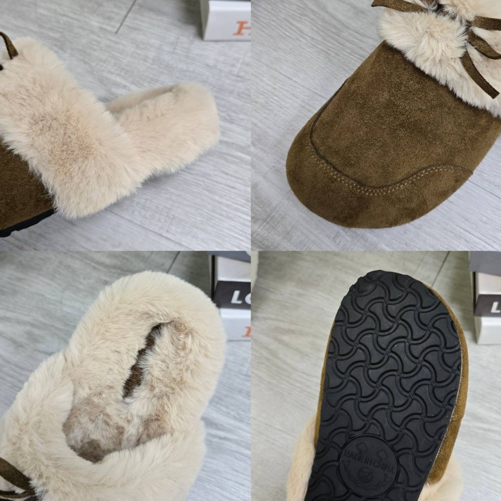 韓國同款 厚底勃肯棉拖鞋 保暖加絨加厚毛絨拖鞋 一腳蹬 包頭半拖鞋 防滑室內拖 可愛外穿拖鞋 室內拖鞋 2917-細節圖11