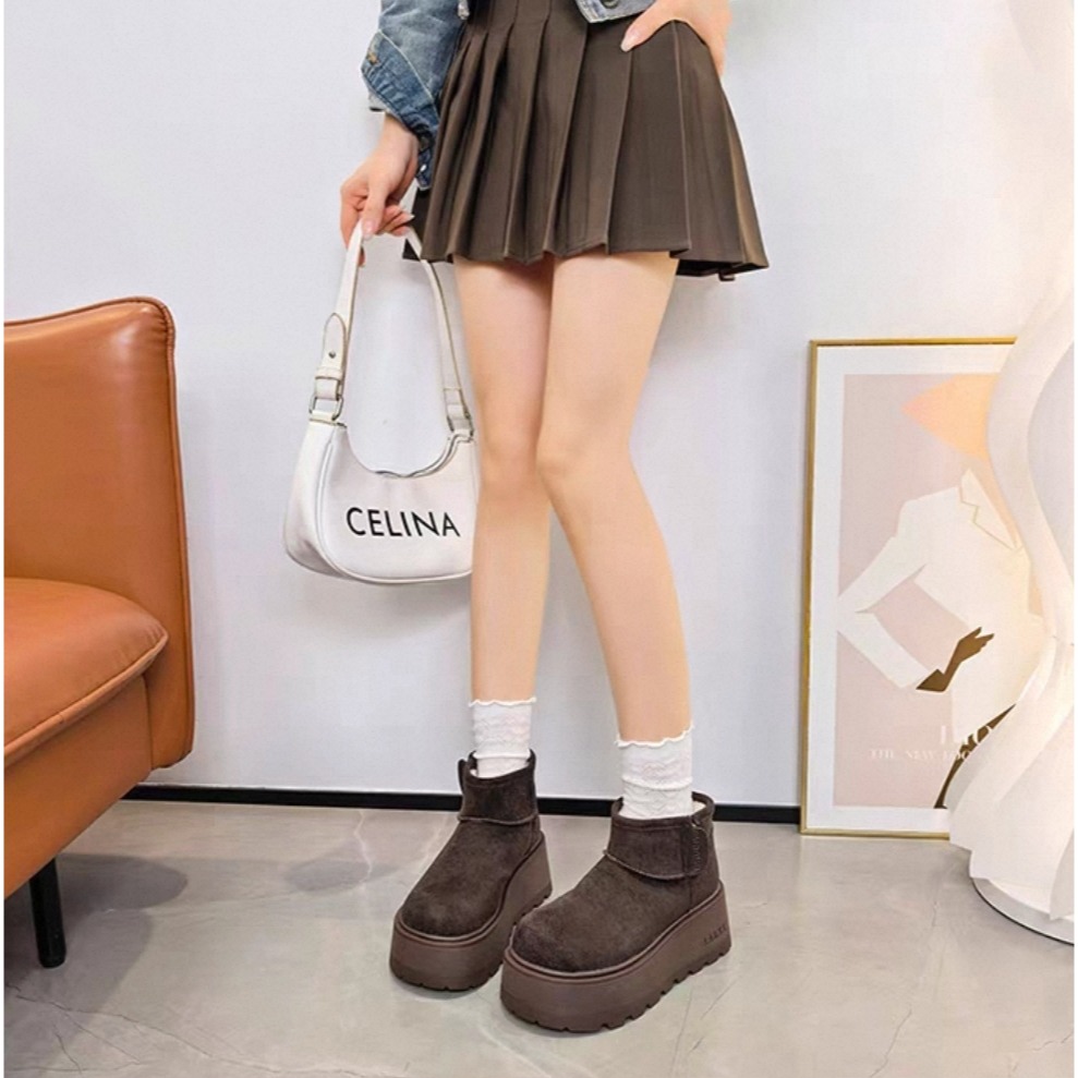 大牌感厚底增高雪靴 雪靴 雪地靴 短靴 增高 厚底 毛毛靴 保暖靴 內刷毛 絨毛 保暖雪地靴 88866-細節圖2