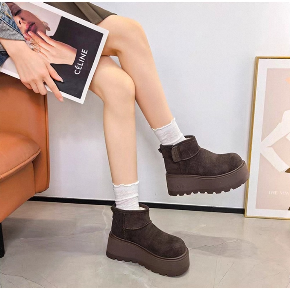 大牌感厚底增高雪靴 雪靴 雪地靴 短靴 增高 厚底 毛毛靴 保暖靴 內刷毛 絨毛 保暖雪地靴 88866-細節圖3