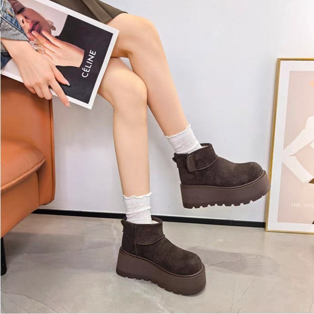 大牌感厚底增高雪靴 雪靴 雪地靴 短靴 增高 厚底 毛毛靴 保暖靴 內刷毛 絨毛 保暖雪地靴 88866-細節圖4