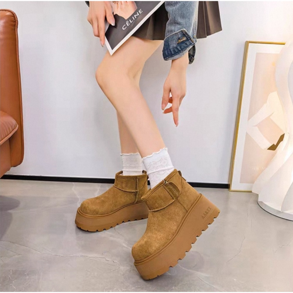 大牌感厚底增高雪靴 雪靴 雪地靴 短靴 增高 厚底 毛毛靴 保暖靴 內刷毛 絨毛 保暖雪地靴 88866-細節圖5