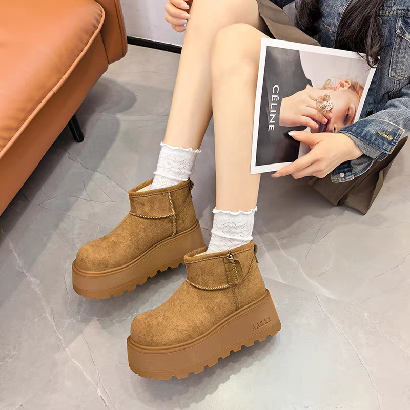 大牌感厚底增高雪靴 雪靴 雪地靴 短靴 增高 厚底 毛毛靴 保暖靴 內刷毛 絨毛 保暖雪地靴 88866-細節圖6