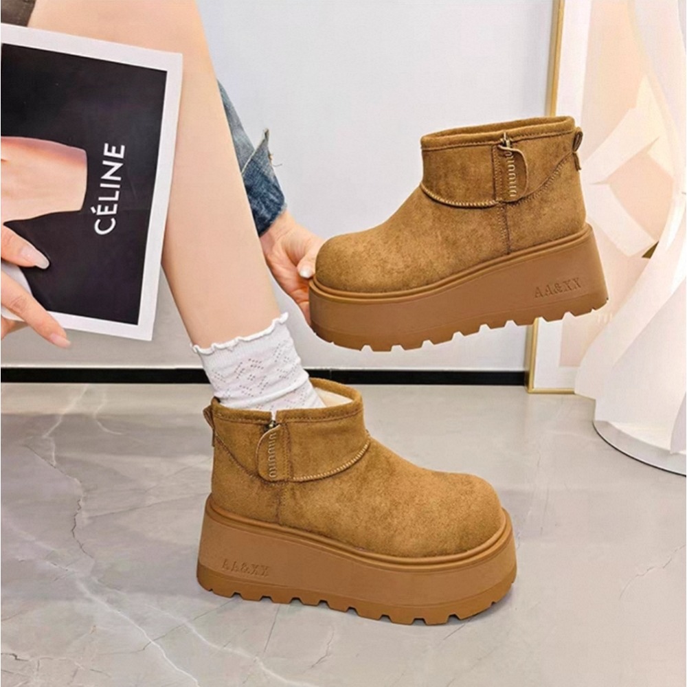 大牌感厚底增高雪靴 雪靴 雪地靴 短靴 增高 厚底 毛毛靴 保暖靴 內刷毛 絨毛 保暖雪地靴 88866-細節圖7