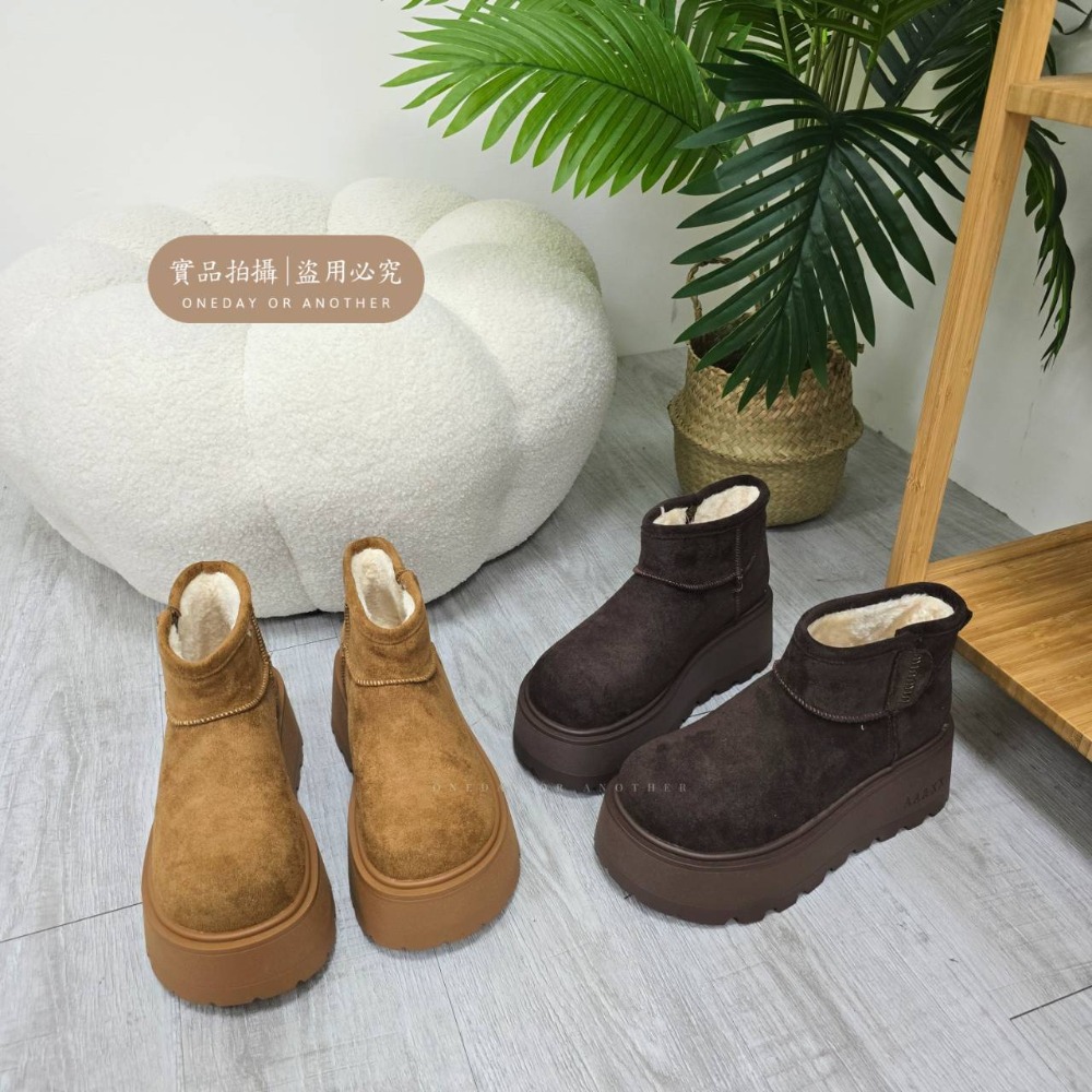 大牌感厚底增高雪靴 雪靴 雪地靴 短靴 增高 厚底 毛毛靴 保暖靴 內刷毛 絨毛 保暖雪地靴 88866-細節圖8