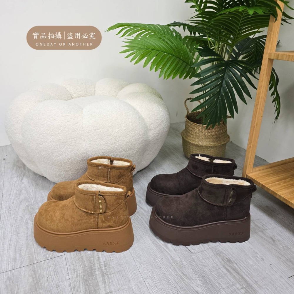 大牌感厚底增高雪靴 雪靴 雪地靴 短靴 增高 厚底 毛毛靴 保暖靴 內刷毛 絨毛 保暖雪地靴 88866-細節圖9