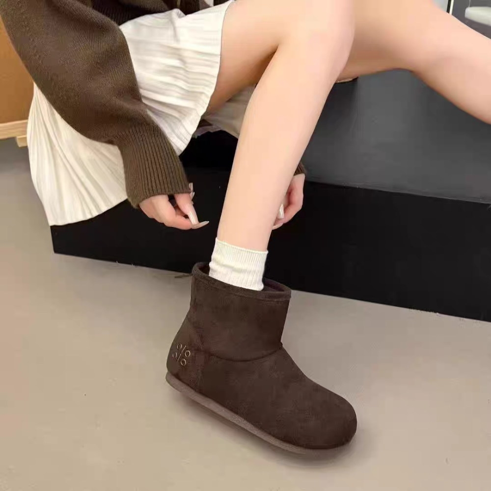 雪靴 短靴 保暖短筒雪地靴 毛毛靴 台灣現貨快速出貨 柔軟加厚雪地靴日系短雪靴 保暖平地靴 室內室外短靴 12-73-細節圖6