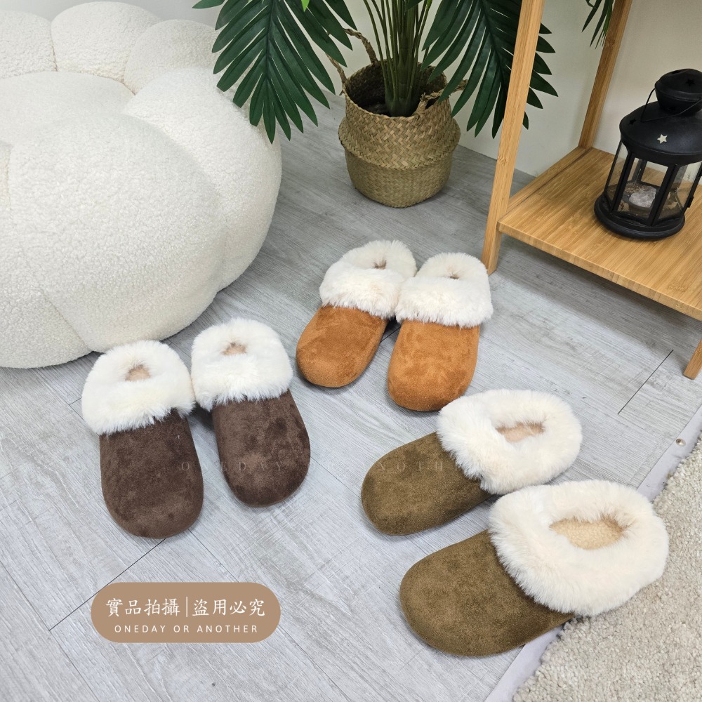 大尺碼42 韓國同款 厚底勃肯棉拖鞋 保暖加絨加厚毛絨拖鞋 一腳蹬 包頭半拖鞋 防滑室內拖 外穿拖鞋 室內拖鞋 3678-細節圖8