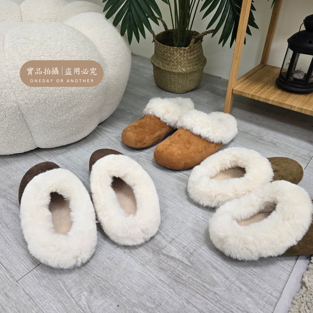 大尺碼42 韓國同款 厚底勃肯棉拖鞋 保暖加絨加厚毛絨拖鞋 一腳蹬 包頭半拖鞋 防滑室內拖 外穿拖鞋 室內拖鞋 3678-細節圖9