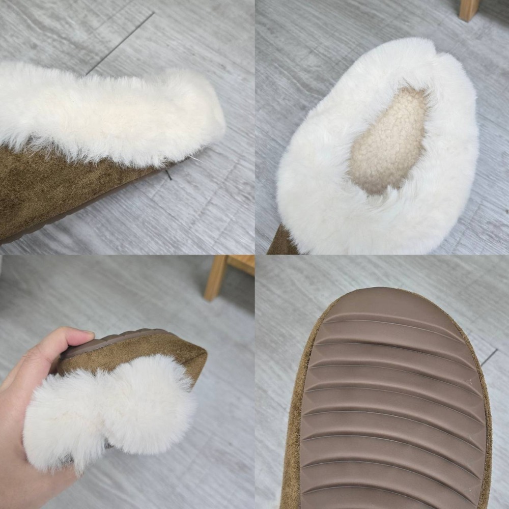 大尺碼42 韓國同款 厚底勃肯棉拖鞋 保暖加絨加厚毛絨拖鞋 一腳蹬 包頭半拖鞋 防滑室內拖 外穿拖鞋 室內拖鞋 3678-細節圖10