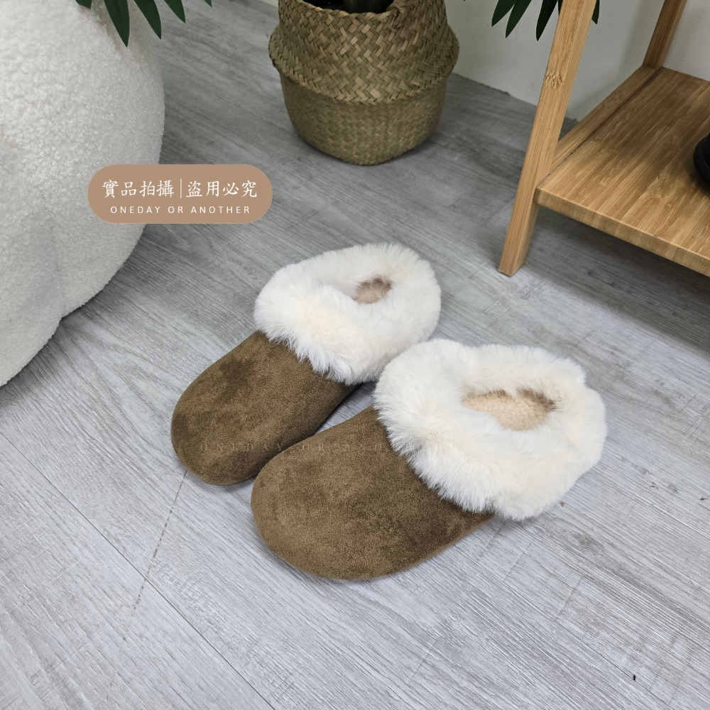 大尺碼42 韓國同款 厚底勃肯棉拖鞋 保暖加絨加厚毛絨拖鞋 一腳蹬 包頭半拖鞋 防滑室內拖 外穿拖鞋 室內拖鞋 3678-規格圖10