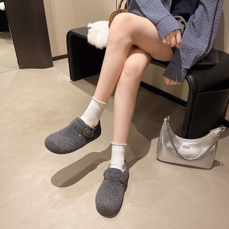 大尺碼36-42 韓國東大門 厚底勃肯羊羔毛毛拖鞋 加絨加厚雪地靴 舒適保暖 毛絨拖鞋 雪靴拖鞋 外穿拖鞋 3918A顏-細節圖2