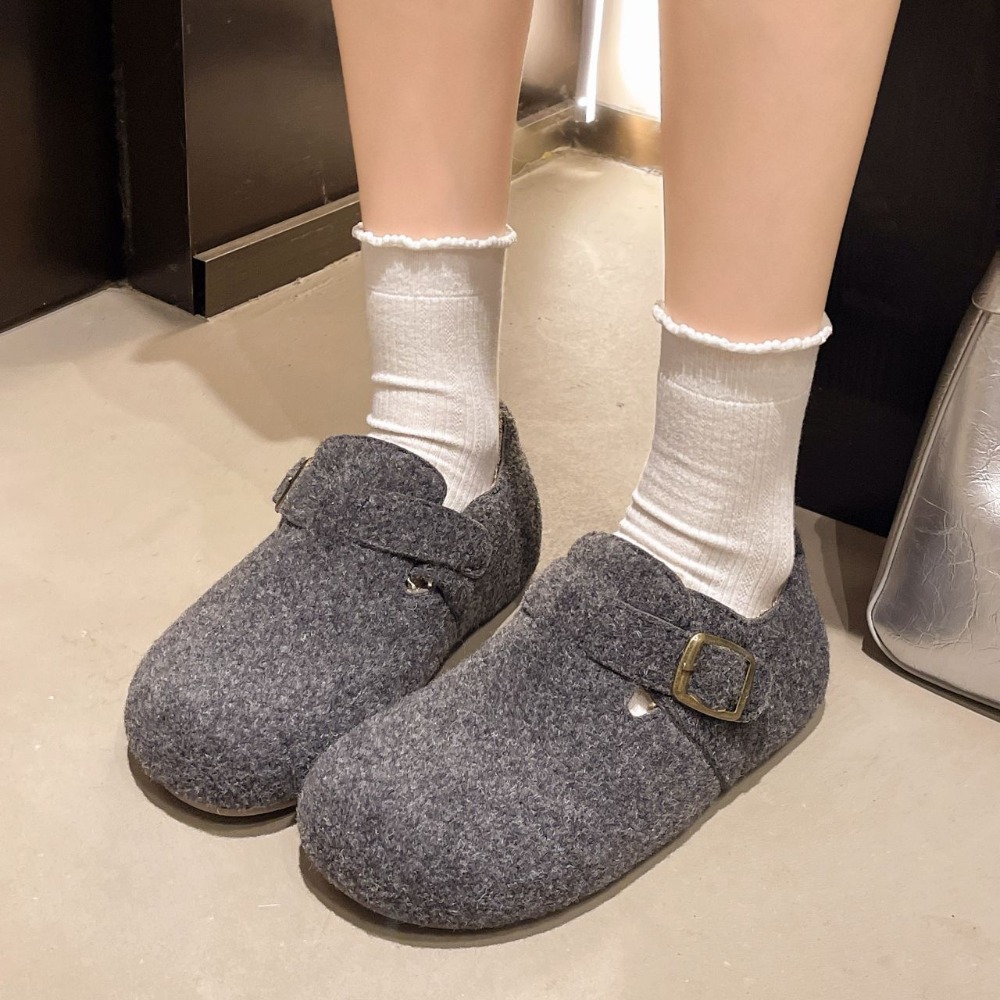 大尺碼36-42 韓國東大門 厚底勃肯羊羔毛毛拖鞋 加絨加厚雪地靴 舒適保暖 毛絨拖鞋 雪靴拖鞋 外穿拖鞋 3918A顏-細節圖3