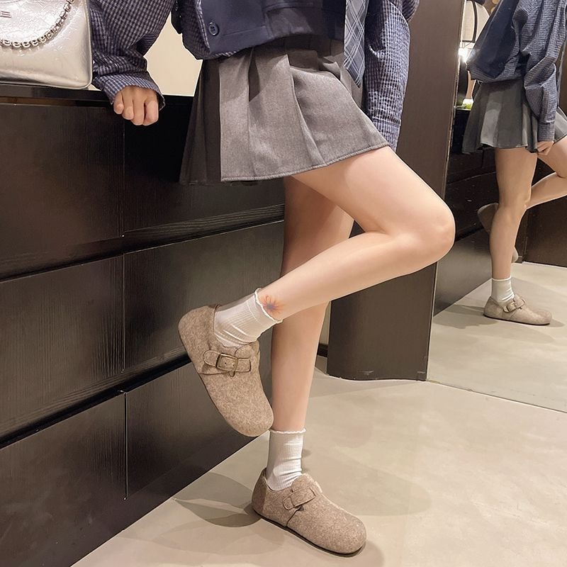 大尺碼36-42 韓國東大門 厚底勃肯羊羔毛毛拖鞋 加絨加厚雪地靴 舒適保暖 毛絨拖鞋 雪靴拖鞋 外穿拖鞋 3918A顏-細節圖5