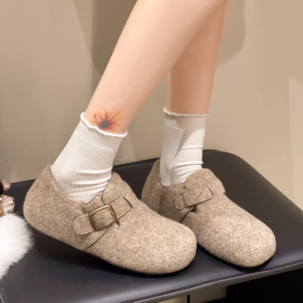 大尺碼36-42 韓國東大門 厚底勃肯羊羔毛毛拖鞋 加絨加厚雪地靴 舒適保暖 毛絨拖鞋 雪靴拖鞋 外穿拖鞋 3918A顏-細節圖6